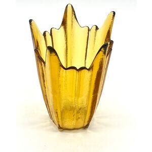 Vase - Vintage Viking Amber Glass Epic Stockholm Spike Vase - 8.5"H